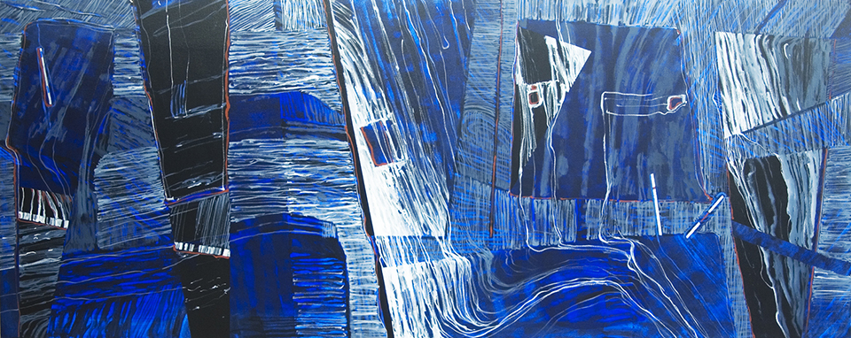 "Fracture Blue" 120 x 300cm Acrylic on Canvas