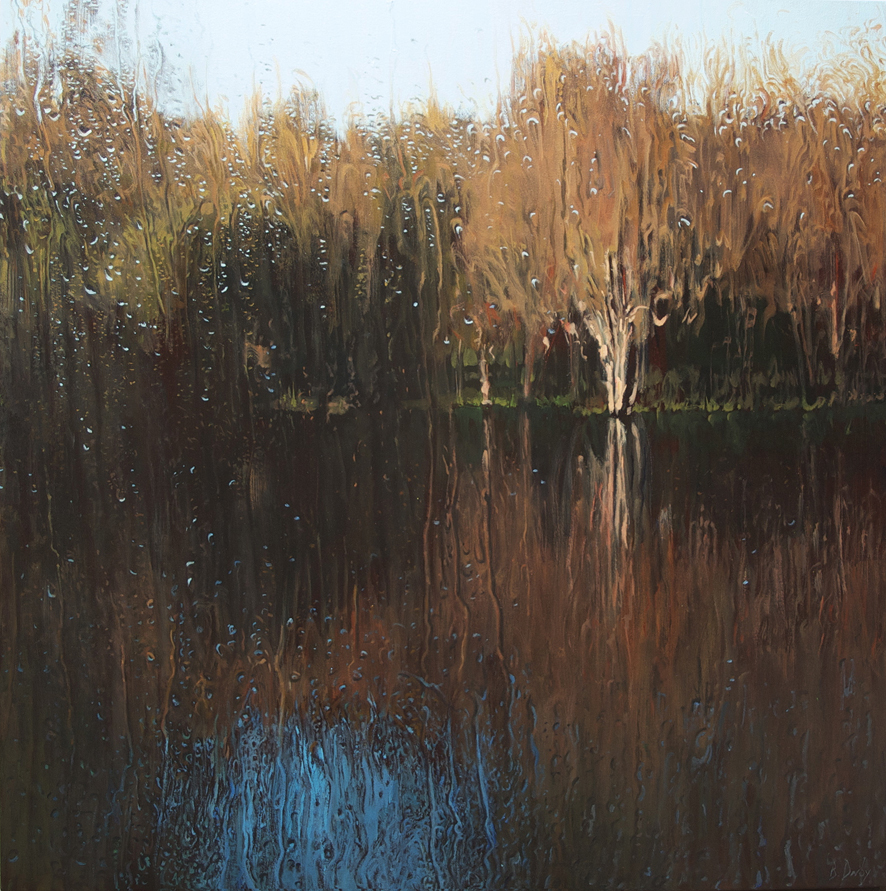 "Over the Lake - Hyde Park" Oil on Canvas 120 x 120cm