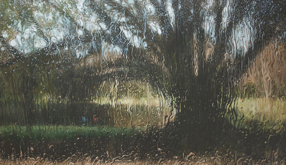 "Through the Moreton Bay Fig - Hyde Park" Oil on Canvas 85 x 150cm