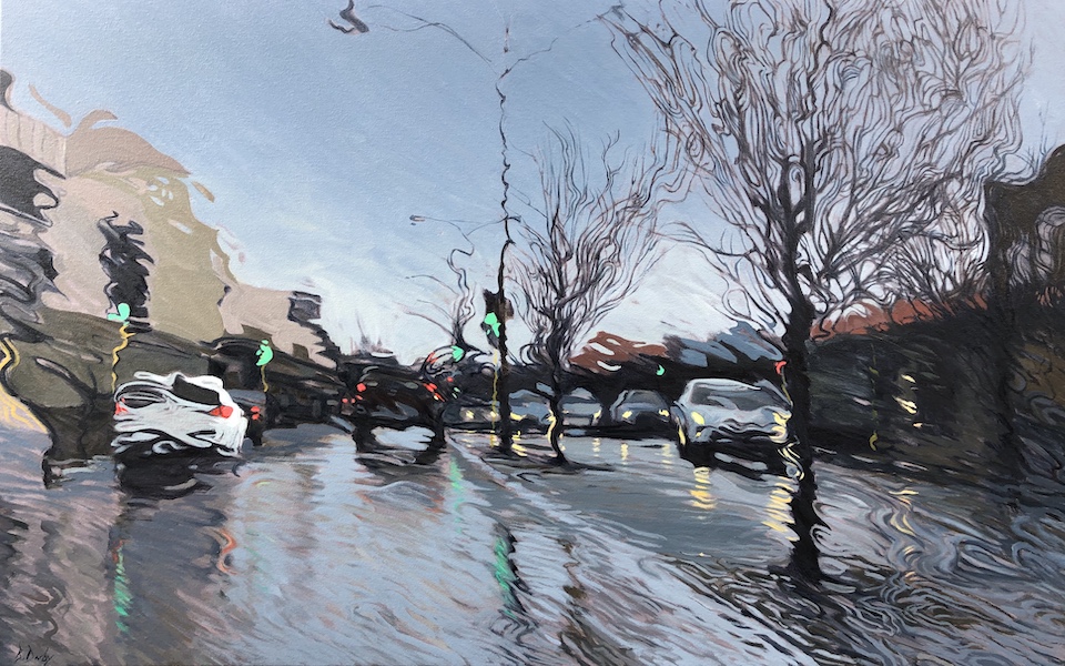 "Splashing Out" Oil on Canvas 90 x 30cm