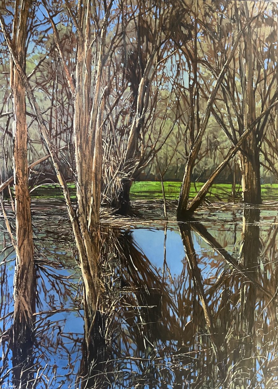 "Paperbarks" Oil on Acrylic on Canvas 150 x 110cm