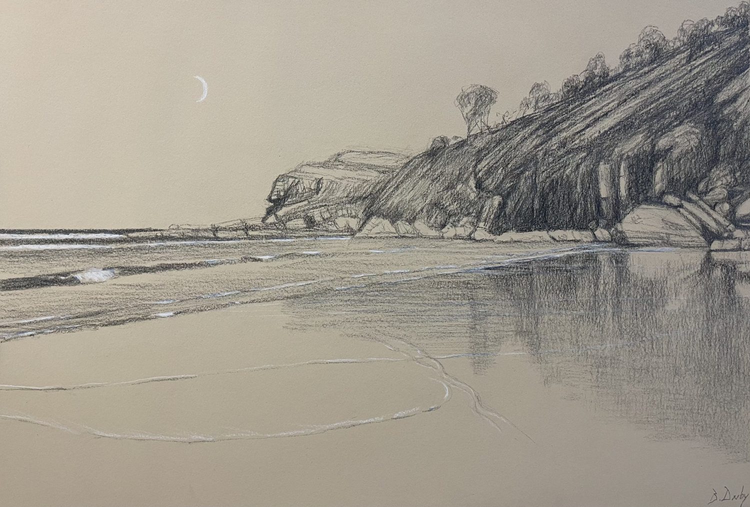 "Caves Beach" (Drawing) Pencil on Paper 41 x 61cm