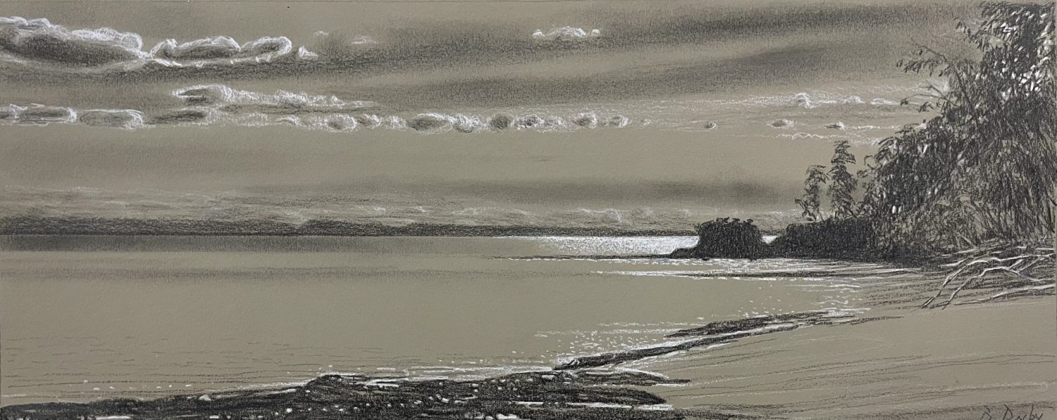 "Hole in the Wall Beach" (Drawing) Pencil on Paper 26 x 65cm