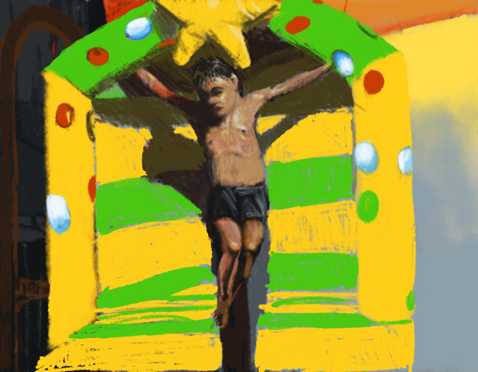 01.09.18 - Kyilla bouncy castle, where he should be