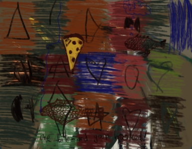 28.09.18 - Monstarella restaurant, kid's pizza box art